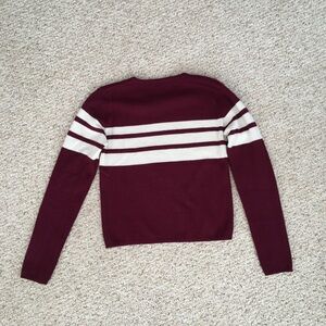Pandemonium Maroon and White Striped Sweater